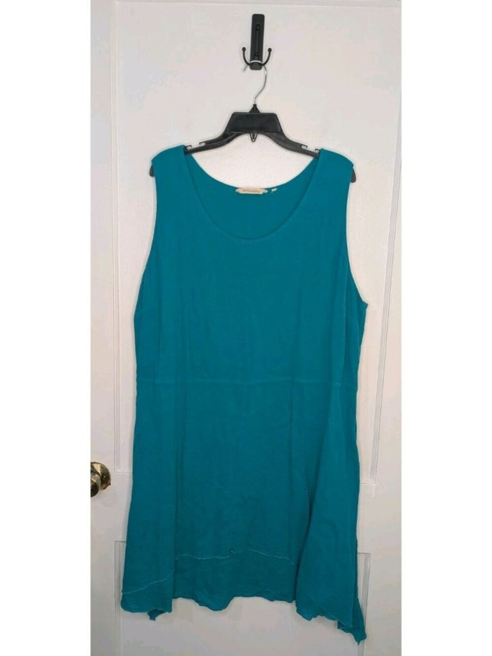 Sz 1X Soft Surroundings Beech Gauze Tropical Green Asymmetrical Hem Sleeveless